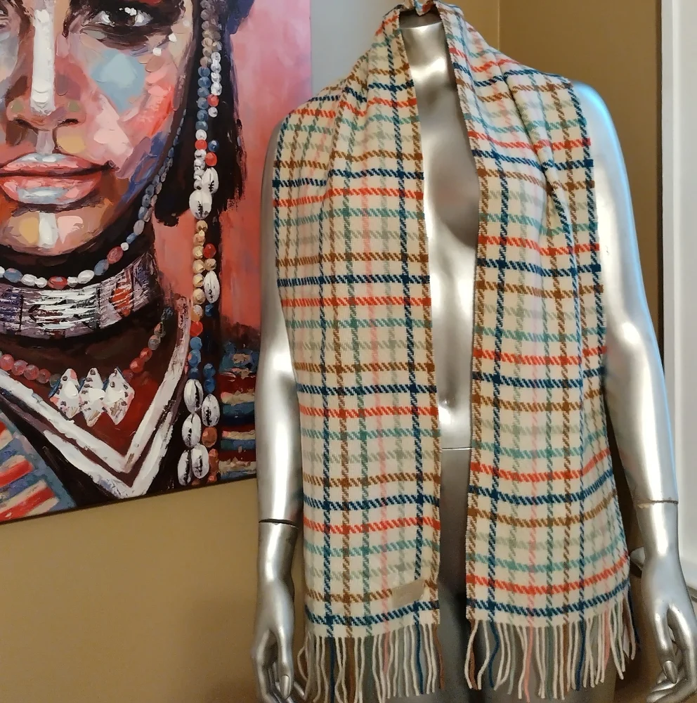 Coach NWT New scarf plaid 80% wool 80% cashmere multicolor winter tattrsl long